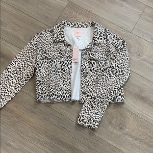 Cheetah cropped jean jacket